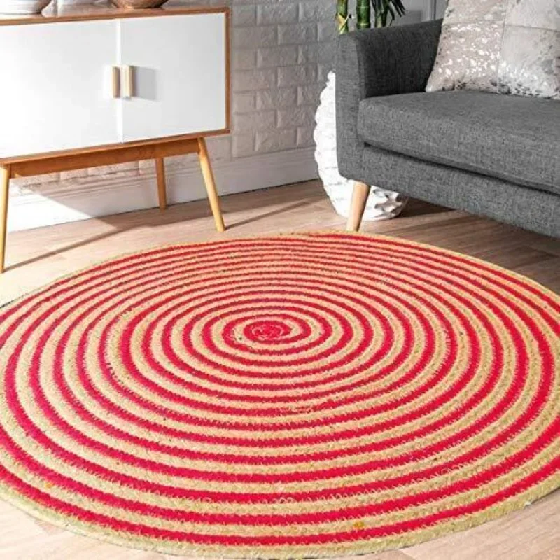 

Rug 100% Natural Cotton & Jute Braided Style Carpet Rustic Look Modern Area Rugs