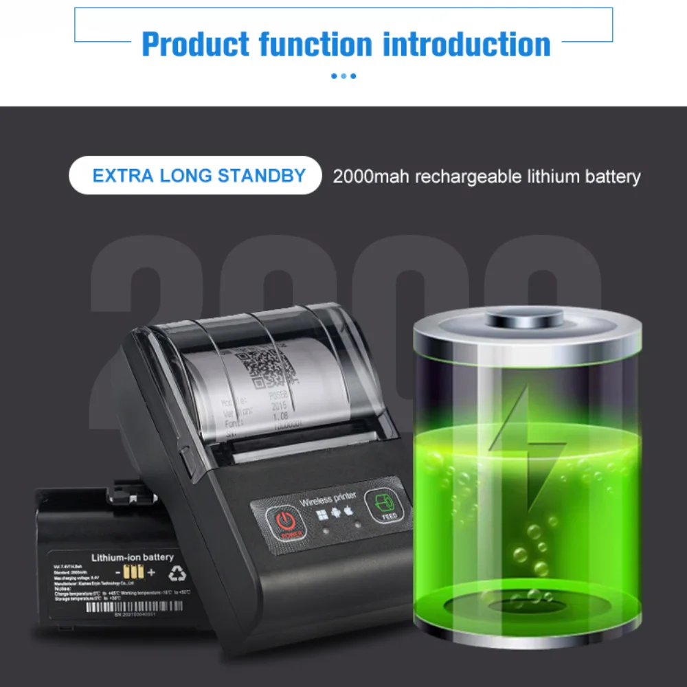 Миниатюрный карманный Термопринтер для чеков 58 мм, Мобильный Bluetooth беспроводной производитель билетов, принтер Android IOS Loyverse портативный