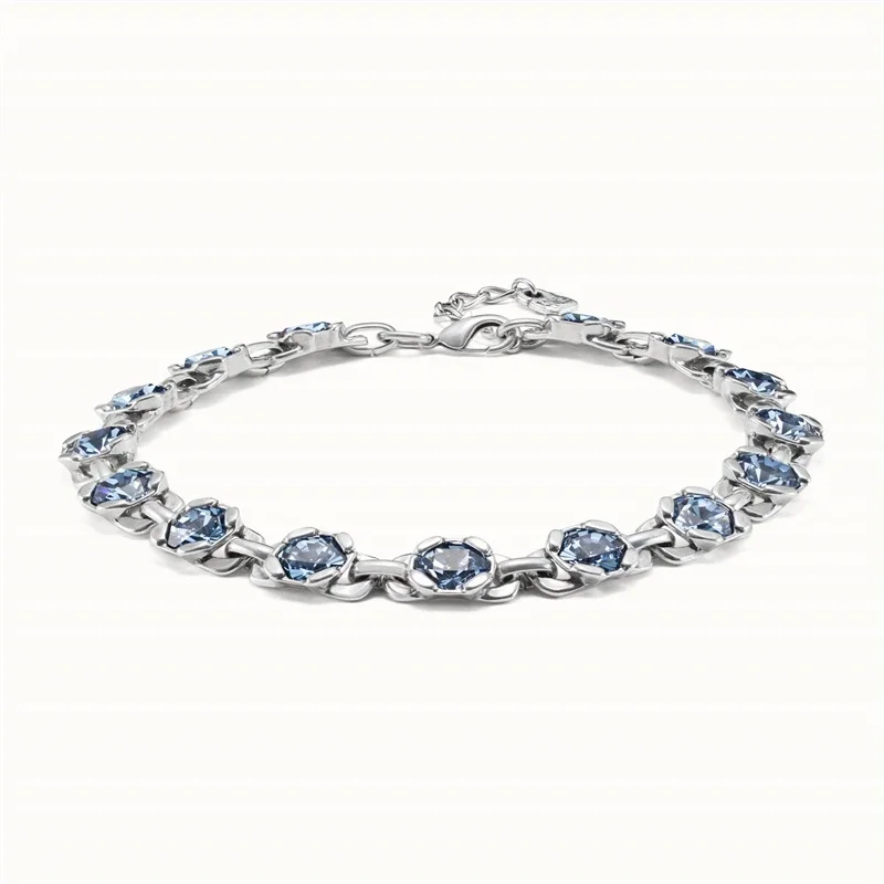 Exaggerated and dazzling luxurious palace style blue crystal necklace women's jewelry gift