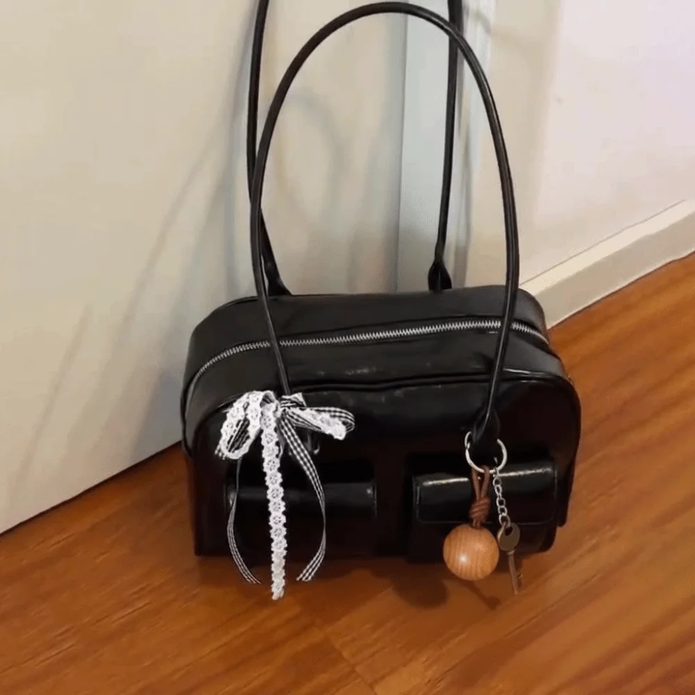 New Double Handle Shoulder Bag Large Volume Pu Leather Women's Handbag Retro Style Sling Bag Daily Use