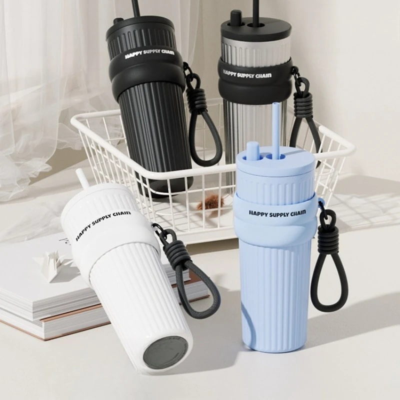 

Straw thermos cup women's high value 2025 new large-capacity cup ceramic liner cold water cup