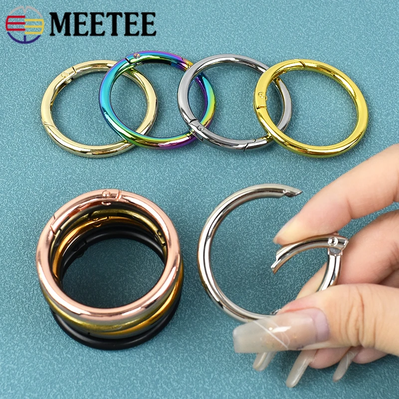 50 pçs metal o anel fivelas primavera fechos openable mosquetão snap gancho saco cinta chaveiro clipe corrente do cão diy acessórios de ferragem