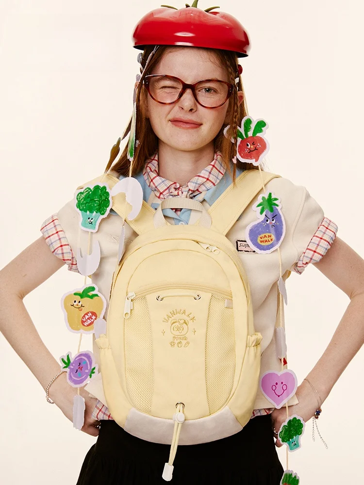 

Cute College Style Girls Backpack Casual Dual Shoulder Bag Lightweight Waterproof Zipper Closure School Bag for Teens