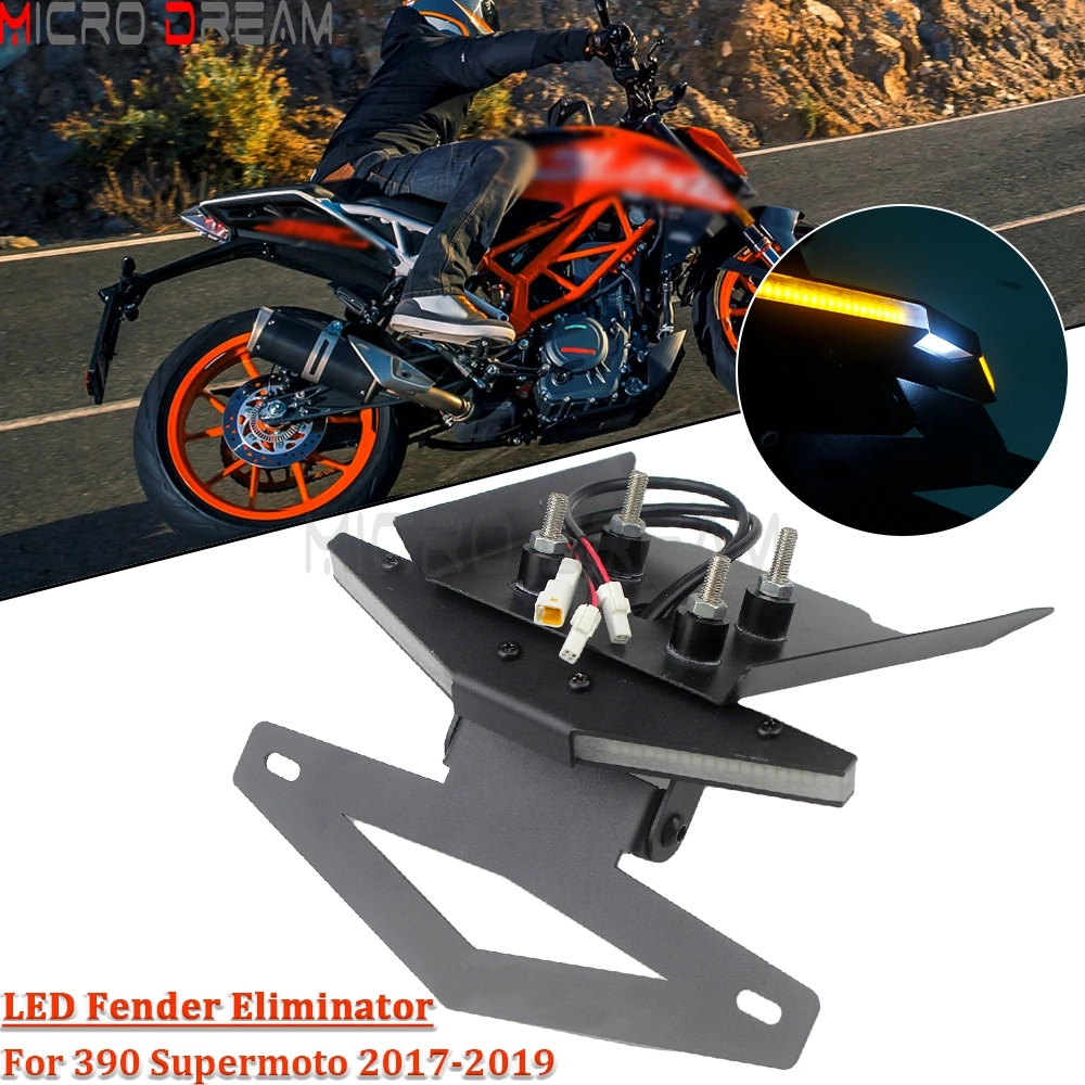 

Motorcycle Accessories Rear License Plate LED Turn Signal Light Fender Eliminator Kit For 390 Supermoto Tail Tidy Holder Bracket