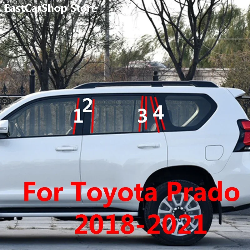 

Car Door Window Middle Column Trim B C Pillar Protective Strip Stickers for Toyota Prado 2018 2019 2020 2021 Accessories