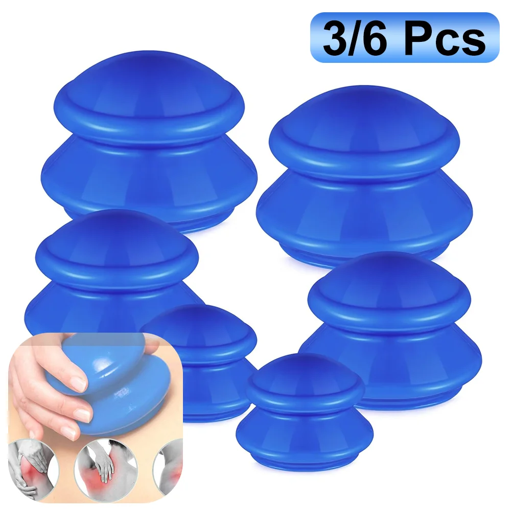 Grippopso 3/6 Pcs 3 Sizes Cupping Therapy Set Silicone Cupping Massage Cups Professional Cup Vacuum for Body Muscle Nerve