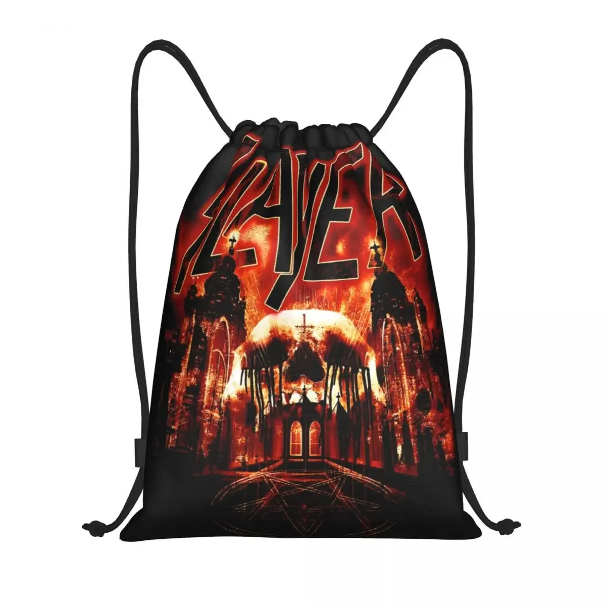 Slayers Not Of This God Drawstring Backpack Sports Gym Bag Music Band String Sackpack for Hiking