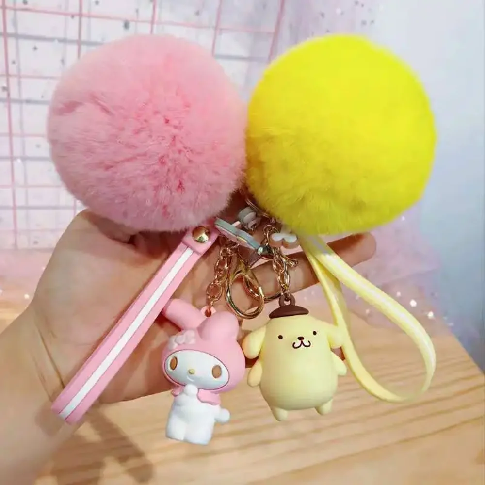 

Anime Sanrio Hello Kitty Keychain Cartoon Melody Kuromi Cinnamoroll Pompompurin Doll Keyring Ornament Key Chain Car Pendant Gift