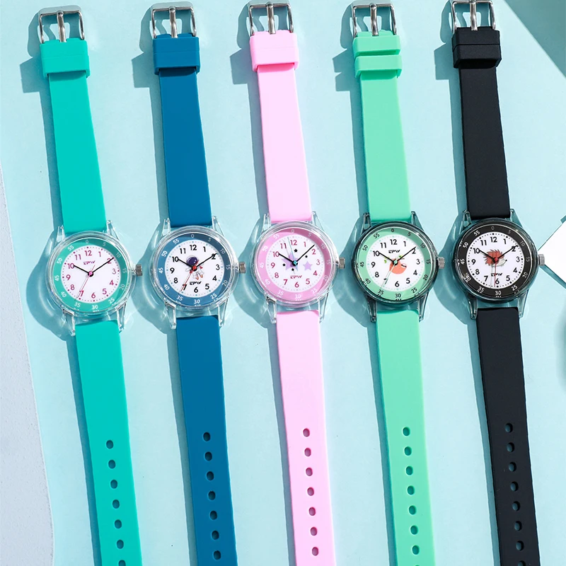 Children's Eco Friendly Silicone Strap Watch Waterproof For Elementary School Students Boys and Girls Kids Cartoon Wristwatch