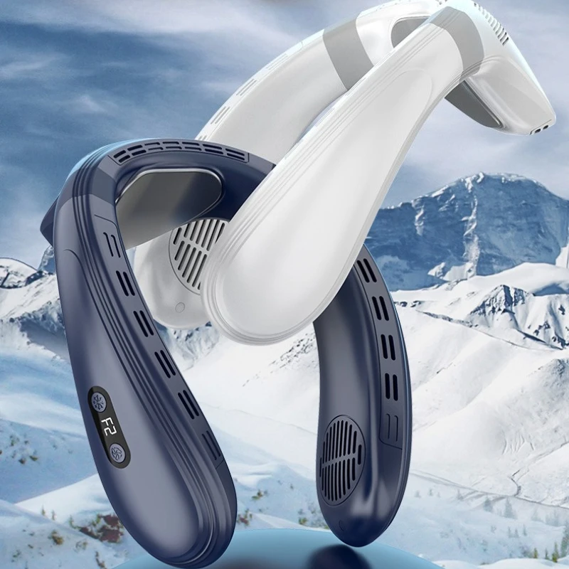 

Portable Neck Fan with Semiconductor Cooling Memory Function Hanging Neck Air Conditioner Fan with Surround Wind Cooling Warm