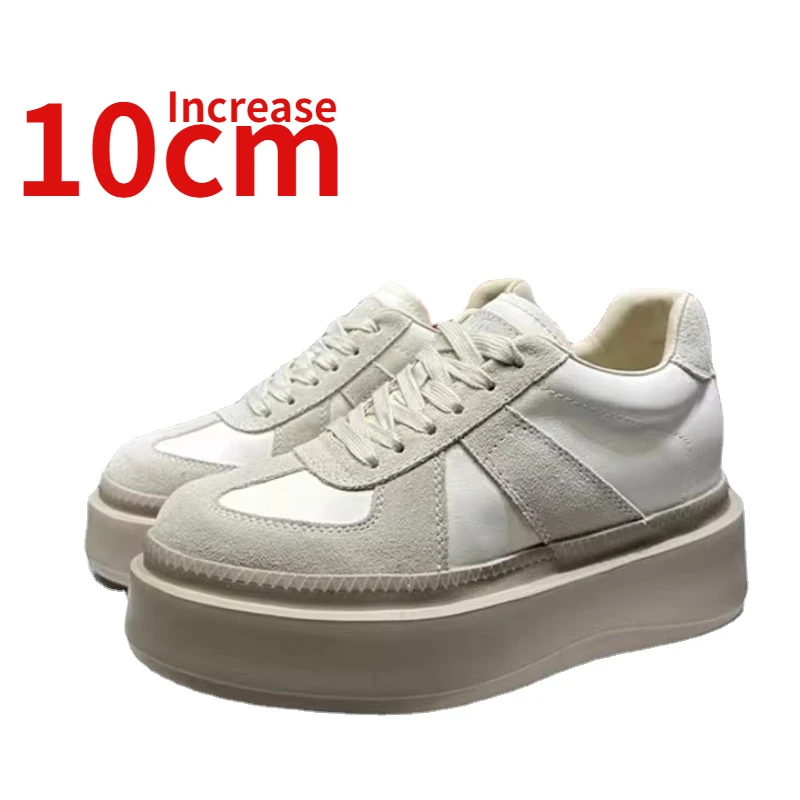 

Europe Invisible Increase 10cm Casual Board Shoes for Women Genuine Leather Thick Sole Height Increasing Shoes Street Dad's Shoe