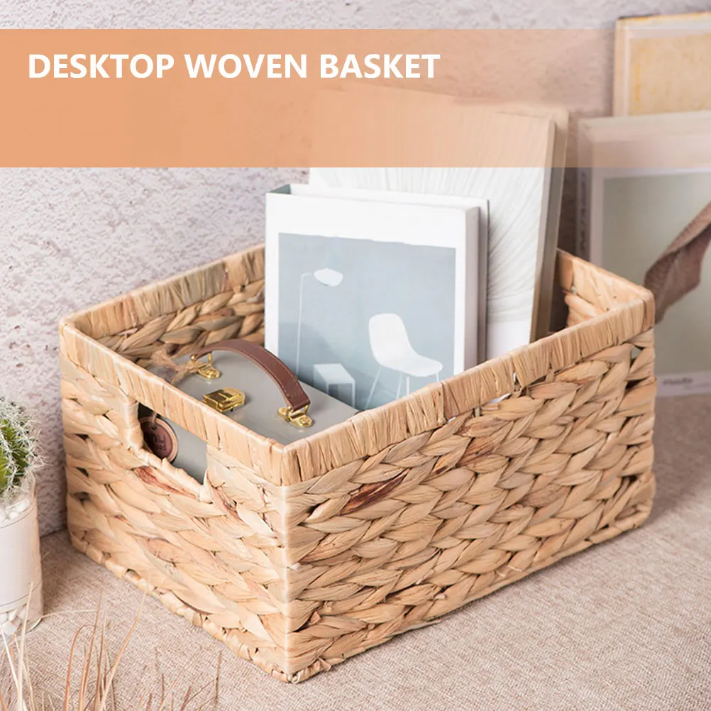 

Small Woven Baskets Gourd Grass Bins Rectangular Office Home Storage Practical Multi Functional Basket For Clothes Books