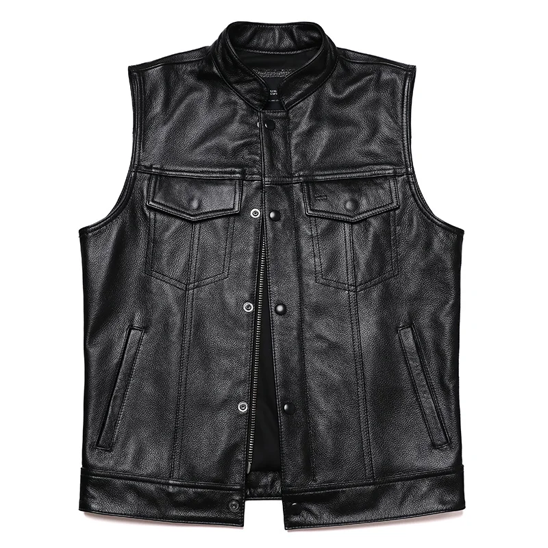 Sons of Anarchy 100% Genuine Leather Vest Man Cowhide Motorcycle Biker Vests Male Waistcoat Fashion Sleeveless Jackets