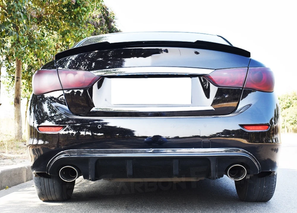 

JCYECF High Quality ABS Carbon Fiber Look Car Rear Bumper Diffuser Lip Spoiler for Infiniti Q50 Base Sport 2014 - 2017