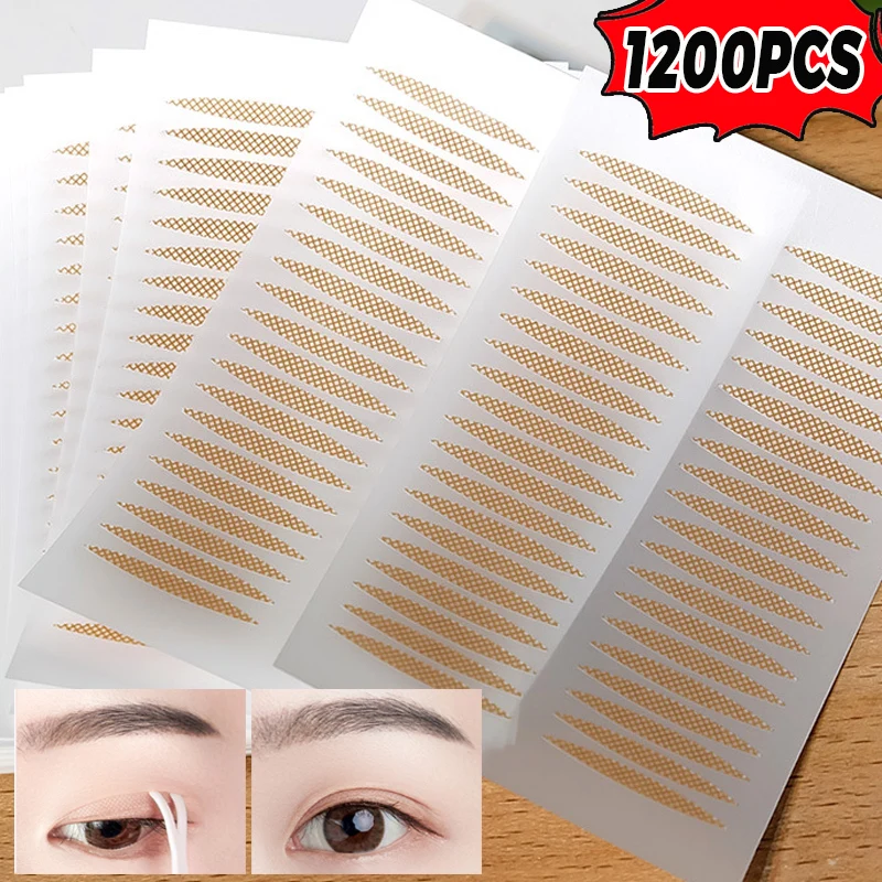 

Invisible Mesh Lace Double Eyelid Stickers 1200PCS Fiber Eyelid Lift Band Self Adhesive Waterproof Lasting Eyelid Tape Makeup