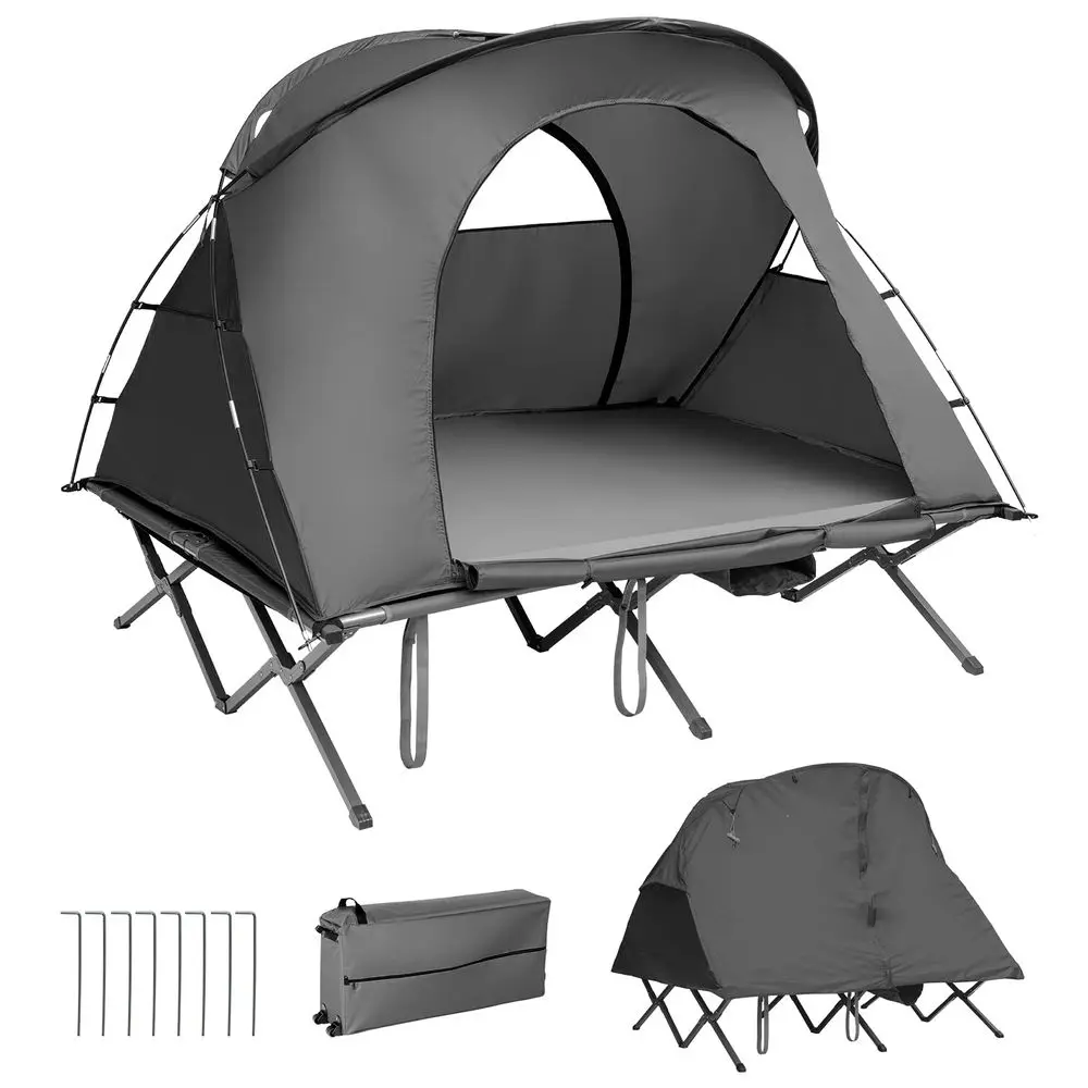 

2Person Tent Cot, 4in1 Folding Tent with Waterproof Rainfly, SelfInflating Mattress amp Roller Carrying Bag, Portable Off Groun