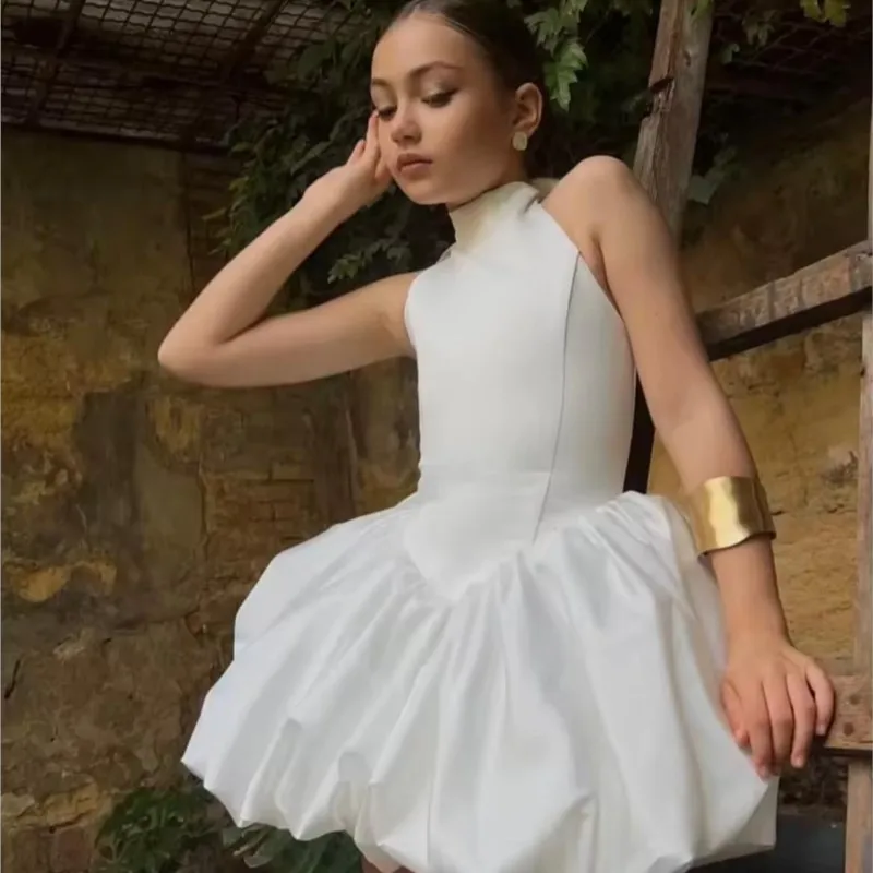 Baby Girl Princess Satin Halter Gala Tutu Dress Toddler Child Bud Vestido Wedding Birthday Party Ball Gown Baby Clothes 1-12Y