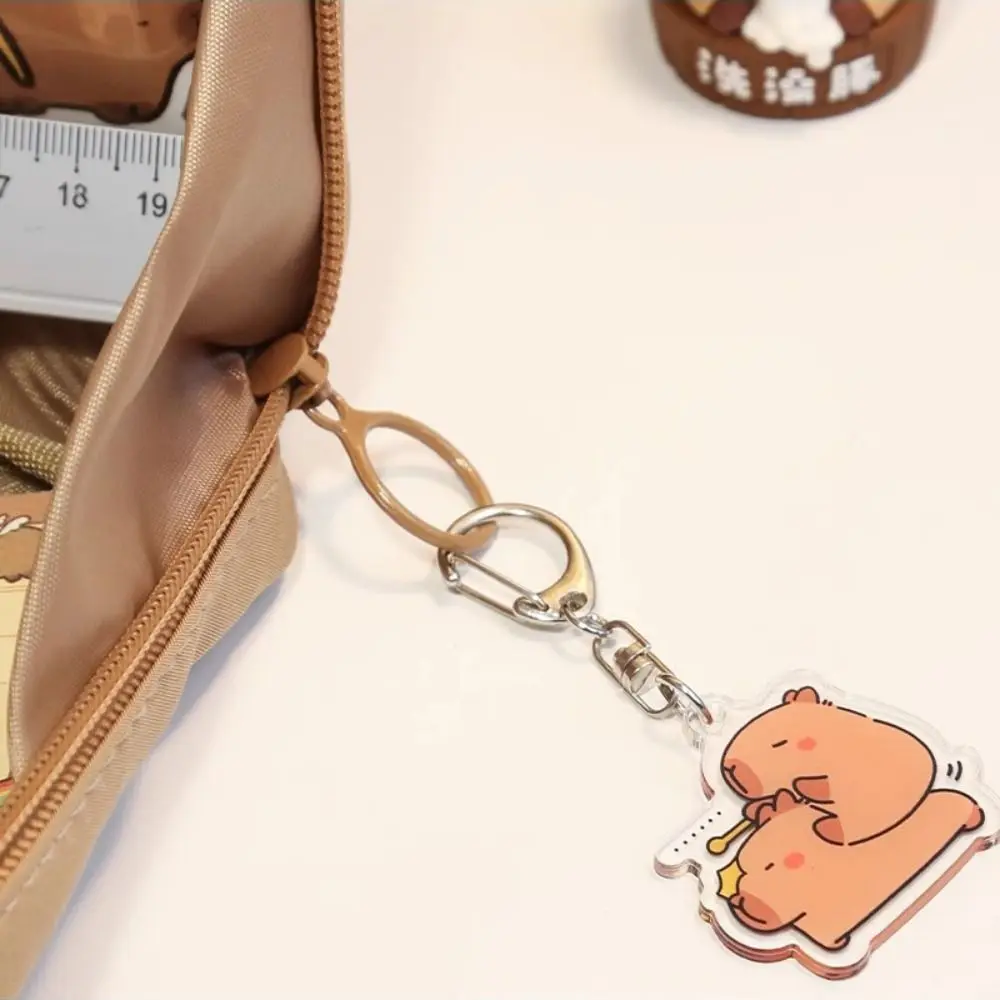 Large Capacity Capybara Pen Bag Trendy Cute Canvas Pen Case Multifunctional Hand-held Storage Pouch for Students