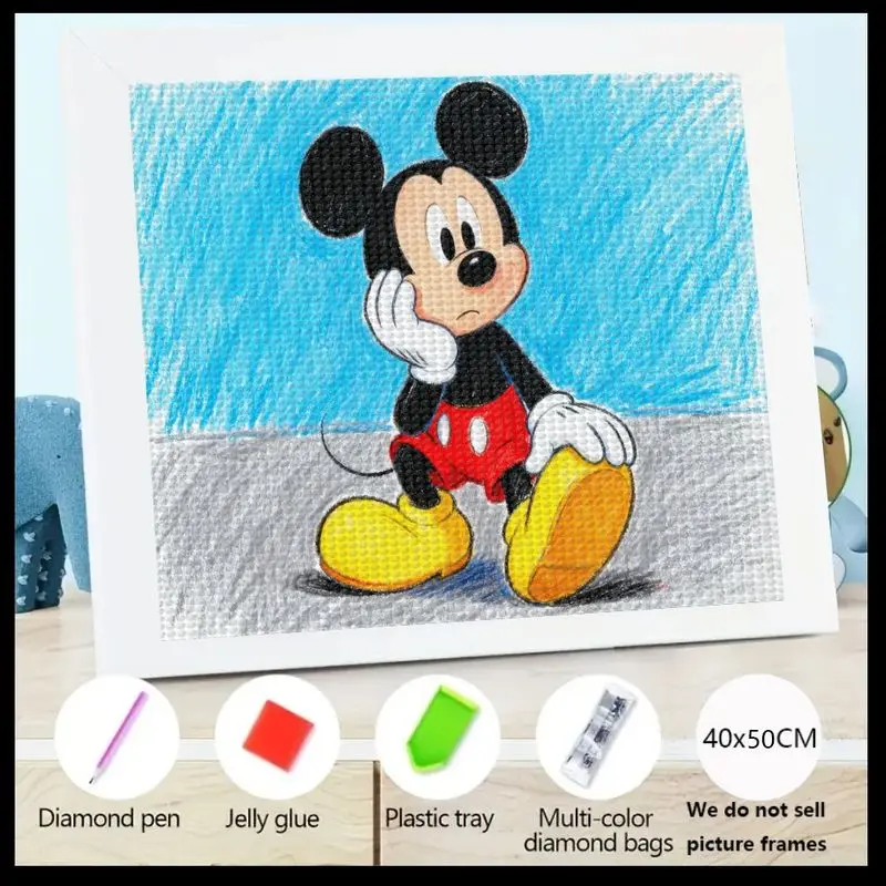 

1 шт. 5D DIY комплект алмазной живописи, полная дрель Микки Маус персонаж мультфильма алмазное искусство, милое шелковое мышление Микки горный хрусталь