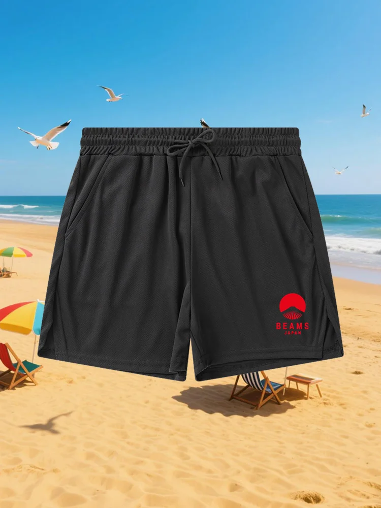 

2025 New Men BEAMS JAPAN Shorts Man Summer Gyms Workout Male Breathable Quick Dry Sportswear Jogger Beach Short Pants