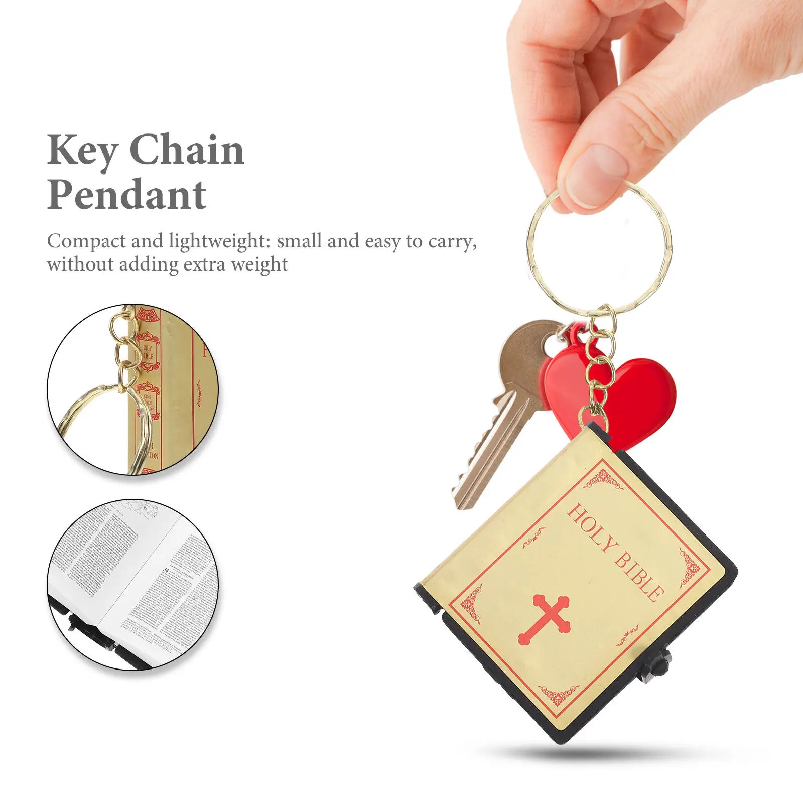 2Pcs Bible Key Ring Miniature Book Pendant Religious Gifts Keychain for Backpack Bag Decoration Daily Use Mini Bible Keychain view 3