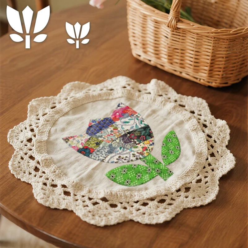 YOMDID 6 قطع مسطرة خياطة بنمط التوليب DIY PET قالب خياطة بنمط الأزهار متعدد الحجم - قالب قطع اللحف بنفسك