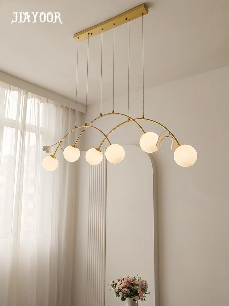 French Restaurant Chandelier with Antique Style Home Dining Table Retro Long Style Island Table Magic Bean Ceiling Chandelier