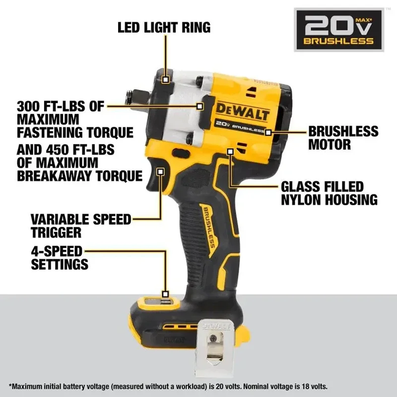 DEWALT DCF921N ATOMIC 20V MAX 1/2 in Cordless Impact Wrench Variable Speed Charging Wrench Bare Tool DCF921