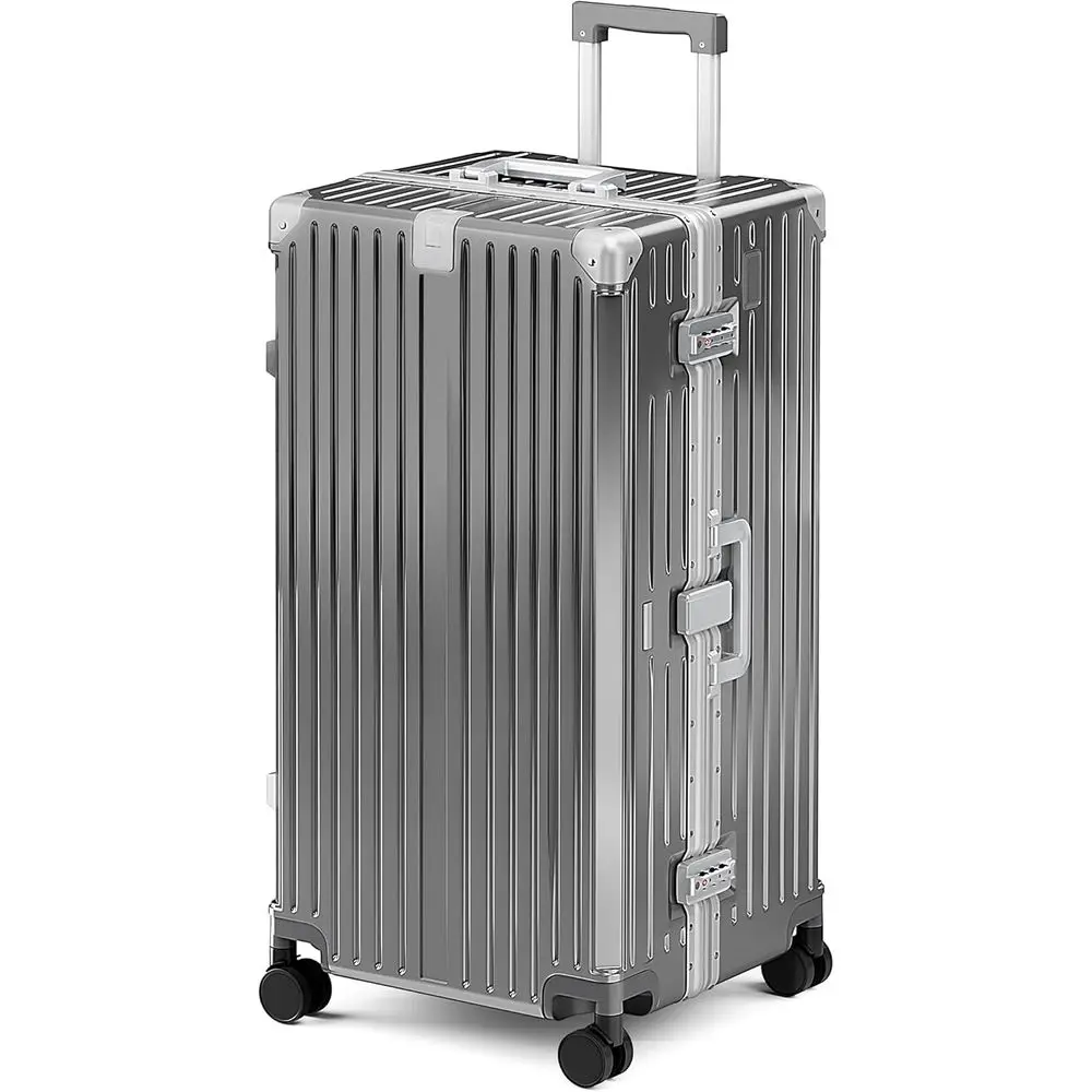 

Large 30 Inch Thickened Hard Shell Travel Suitcase with TSA Spinner Wheels, 3-Layer PC, USB Charging Port, Cup Holder, Grey
