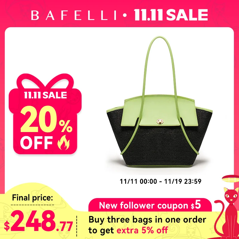 

BAFELLI 2025 NEW WOMEN'S CASUAL TOTE BEACH BAG LARGE TRAVEL PURSE LUXURY DESIGNER BRAND GENUINE LEATHER FEMALE BAGS