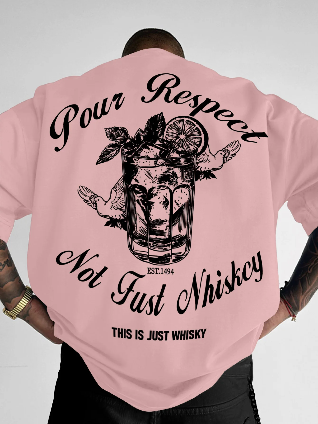 الرجال القطن الإبداعي نمط ويسكي الجليد طباعة بسيطة لينة مريحة للتنفس قصيرة الأكمام الشارع الهيب هوب قصيرة الأكمام #4