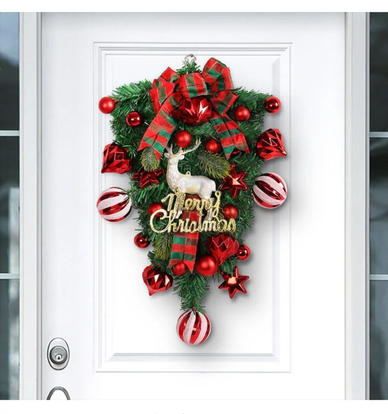 Christmas Wreath Seasonal Outdoor Wreath Door Hanging Ornament Wire Elk Tree Decoration For Patio Courtyard Christmas Party - Image 3