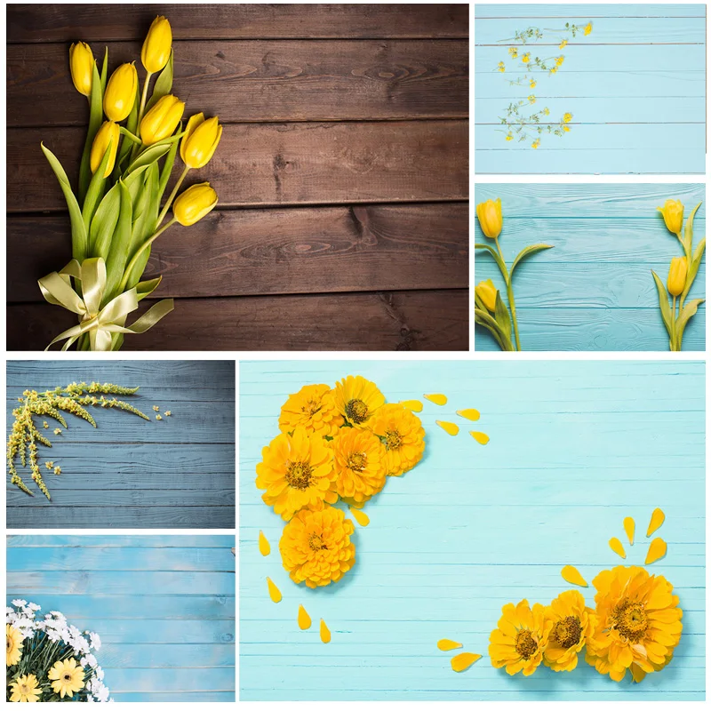 

Vinyl Custom Photography Backdrops Props Flower Wood Planks Photo Studio Background 2183 KLZ-23