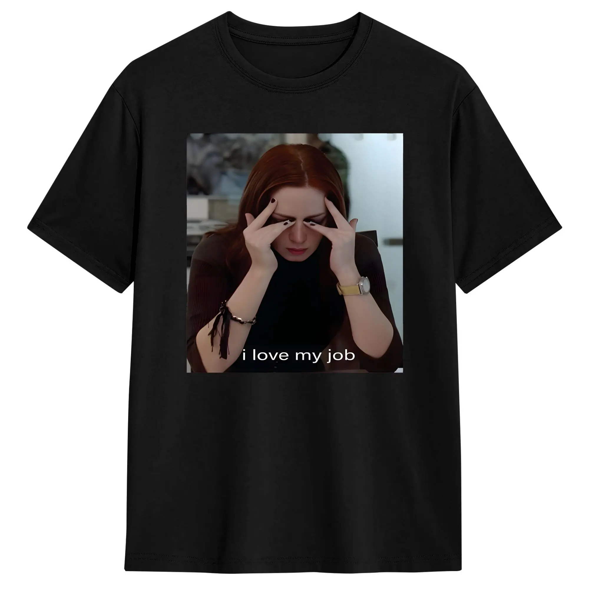 Miranda Priestly T-Shirt für Männer, I Love My Job Meme, einzigartige Baumwoll-T-Shirts, Rundkragen, kurzärmeliges T-Shirt, Kleidung für Erwachsene