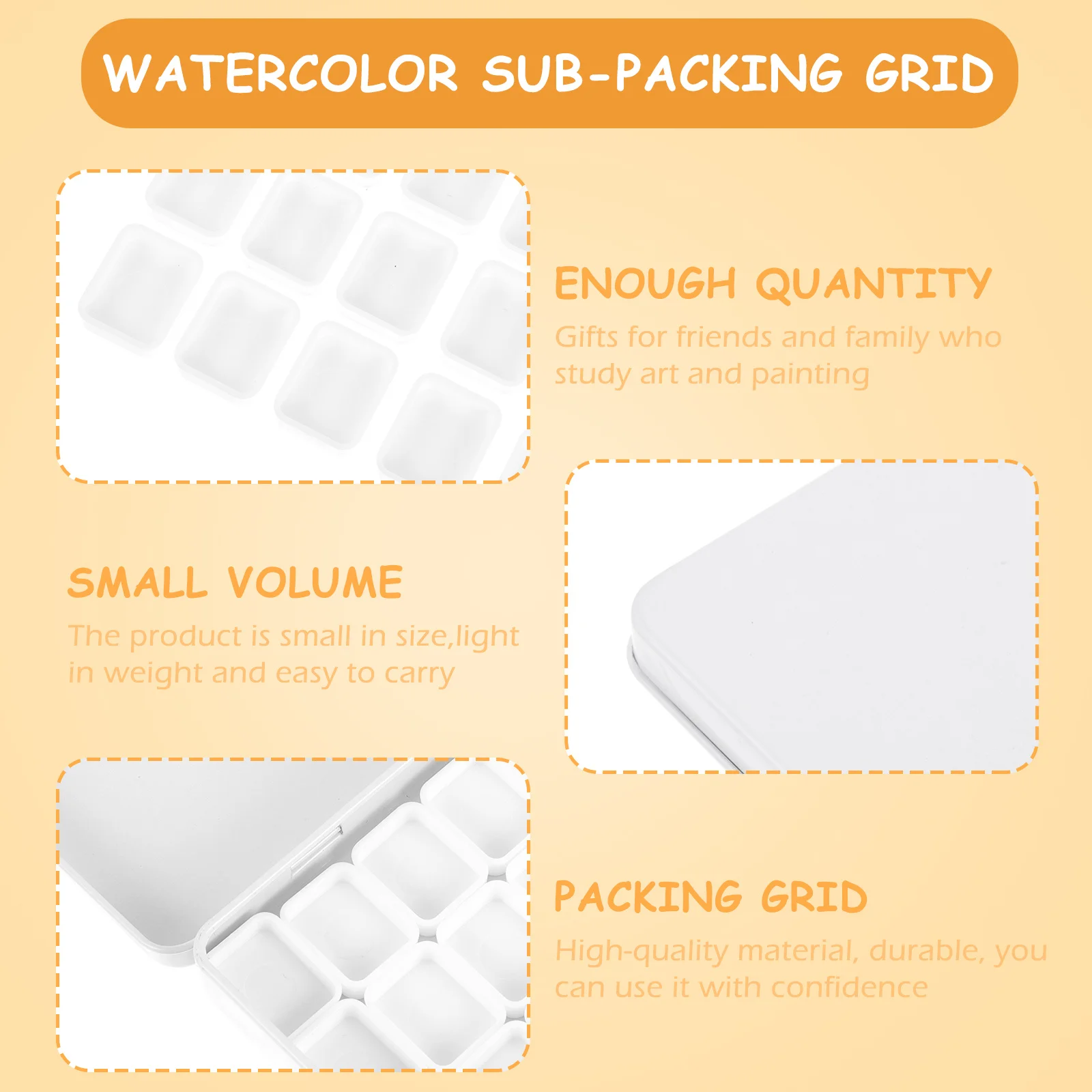 Airtight Paint Palette Travel Watercolor Grid White Spray Palettes Case Container Plastic Pan Student Pans Beads