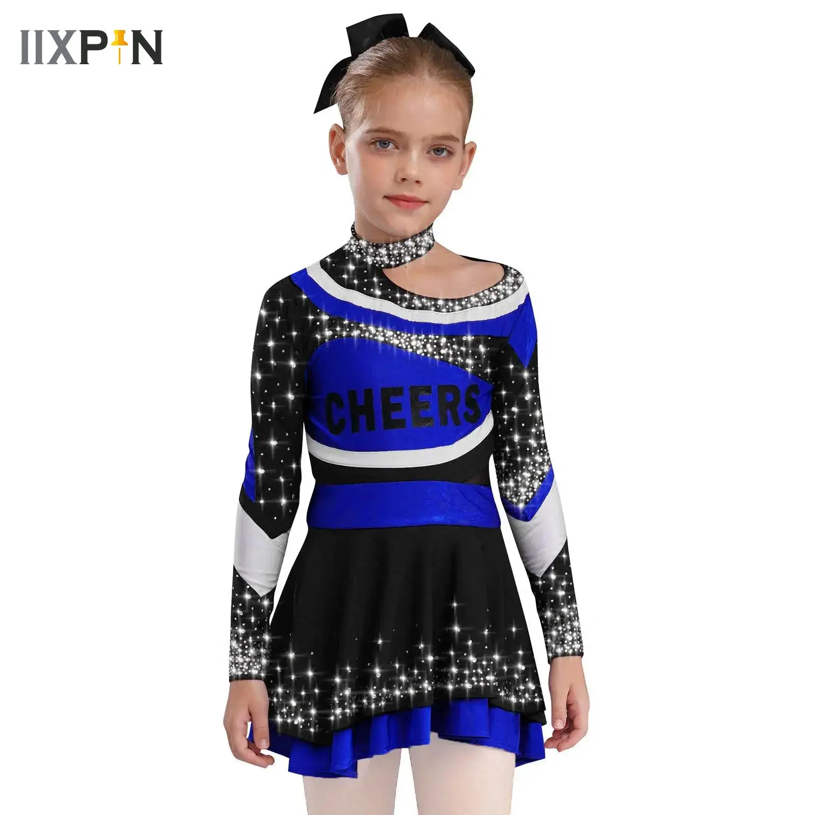 

School Girl Cheerleader Costume Teen Girls Cheerleading Uniform Dancing Outfit Sleeveless Crop Top with Mini Pleated Skirt Dress