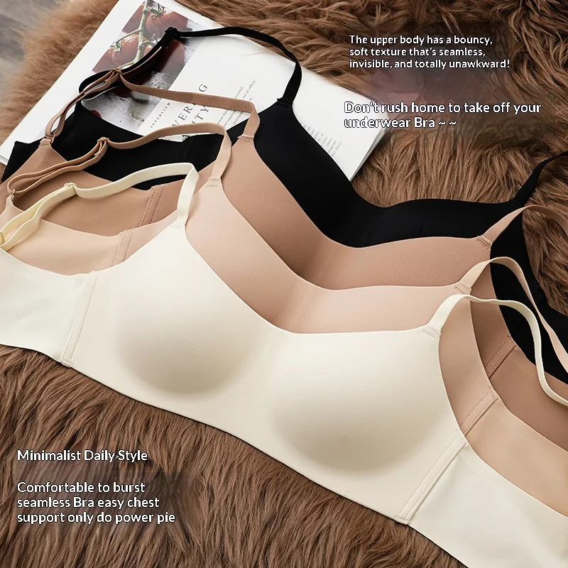 Seamless Women's Lingerie: One-Piece, Half-Cup, Push-Up, Smooth-Finish, Lightweight, Wire-Free, Anti-Sagging Bra; Sexy Bra