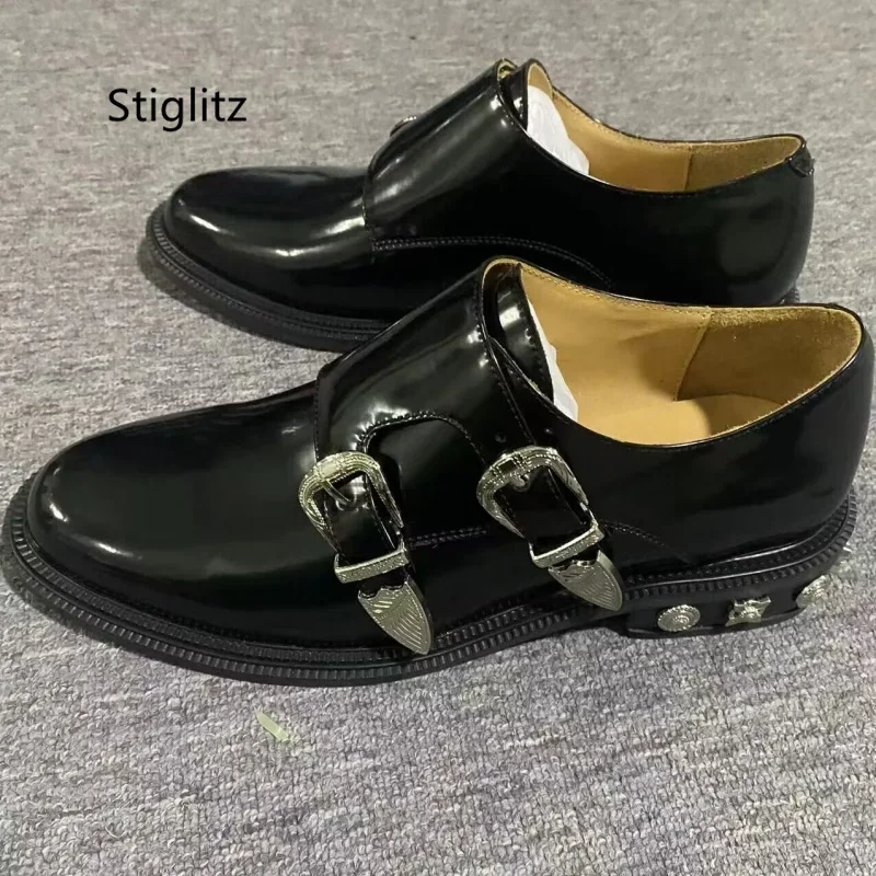 

Belt Buckle Genuine Leather Men's Shoes British Style Metal Decor Wedding Business Work Dress Shoe for Men Black Slip On Loafers