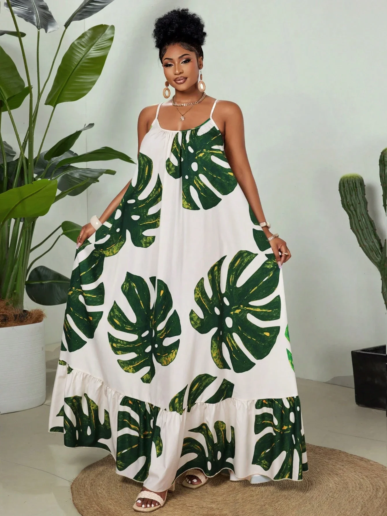 

Women's Plus Size Floral Print Asymmetrical Casual Maxi Dress Spring Summer