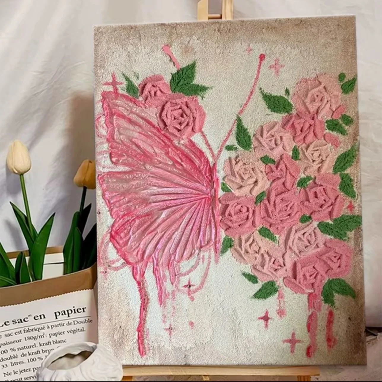 

A6124 Large Butterfly Painting for Living Room.