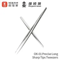 YCS OK-01 Precision Long Sharp Tips Tweezer Anti-rust Phone Screws Jump Wire Clamping Phone Maintenance Repair Tool