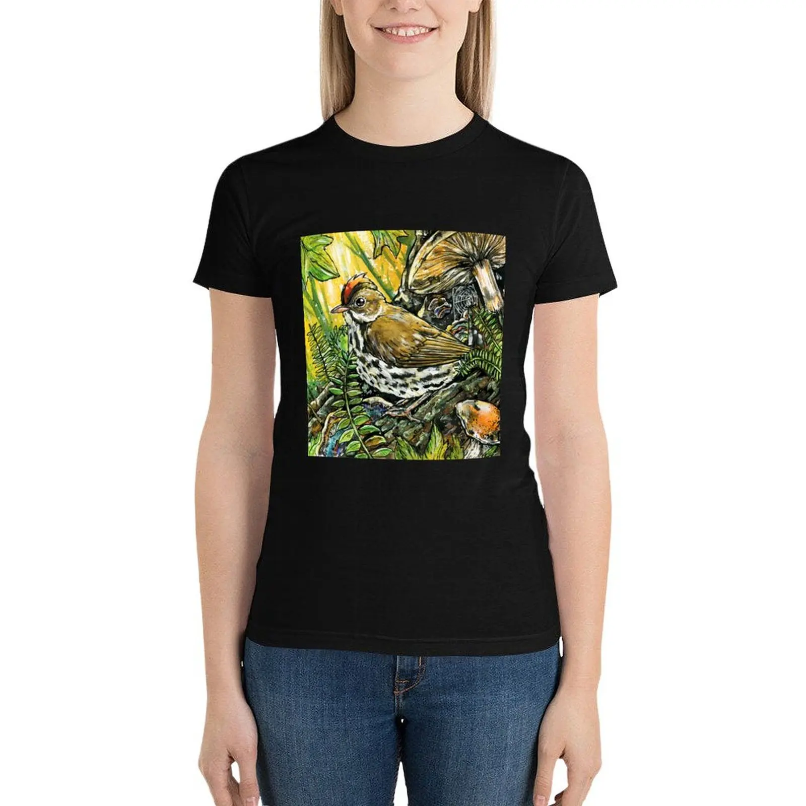 Ovenbird, Friend of the Forest Floor T-Shirt summer tops tees womans clothing