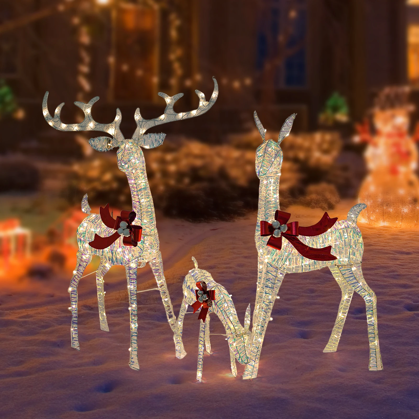 Christmas Decorations Outdoors Reindeer, Christmas Decor Iridescent Deer, Light up Christmas Decor Deer 