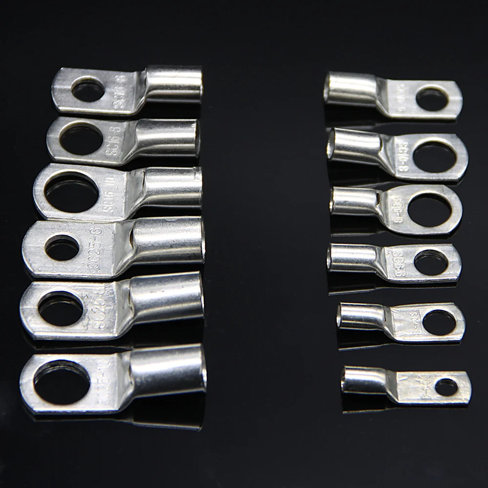 SC Type Wire Nose Terminal SC6 SC10 SC16 SC25 SC35 Bare Copper Battery Block Lugs Hole ID 6/8/10mm Crimp Wire Connector
