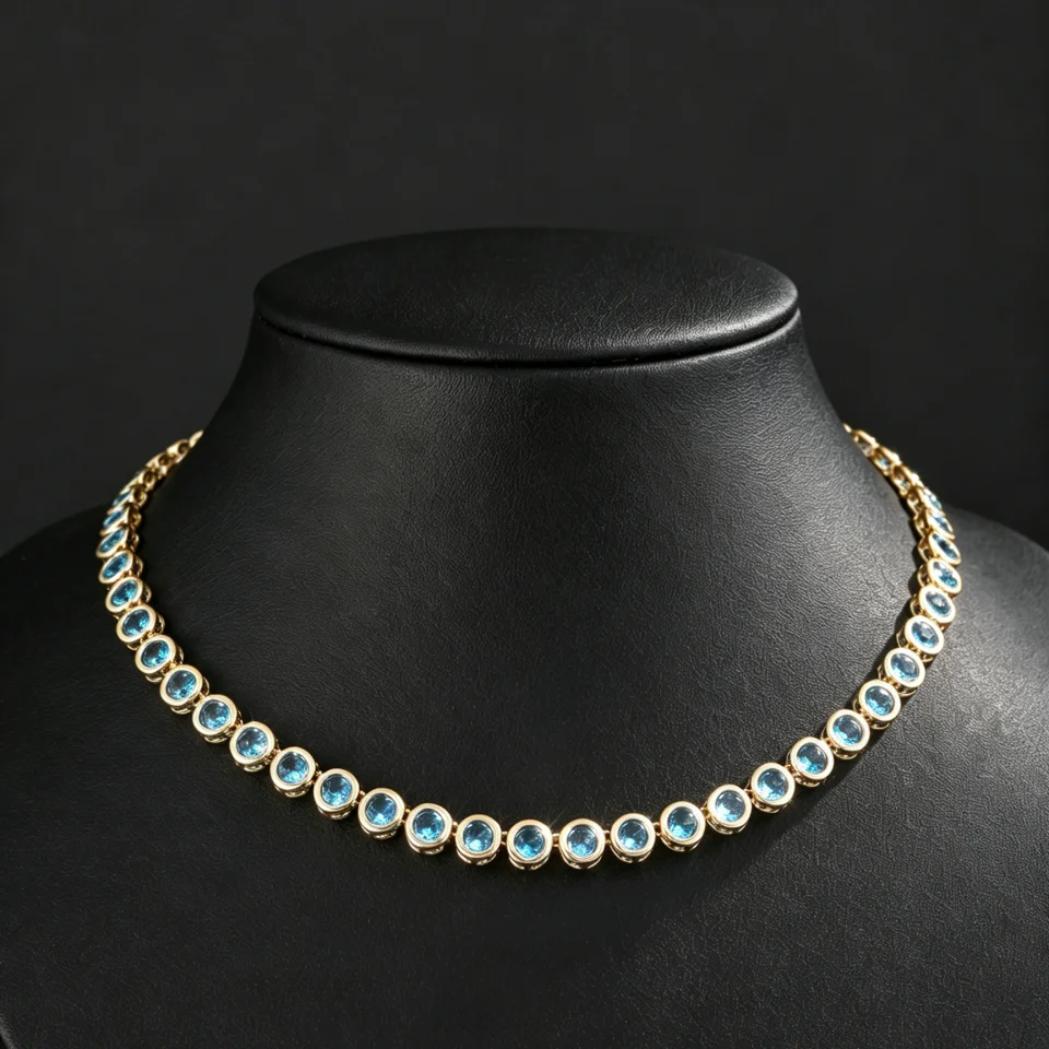 ZAKOL Exquisite bunte runde Zirkon-Tennis-Halskette für Frauen, Vintage-Stil, funkelnder Kristall, Hochzeit, Party, Schmuck, Geschenk – Detail 4