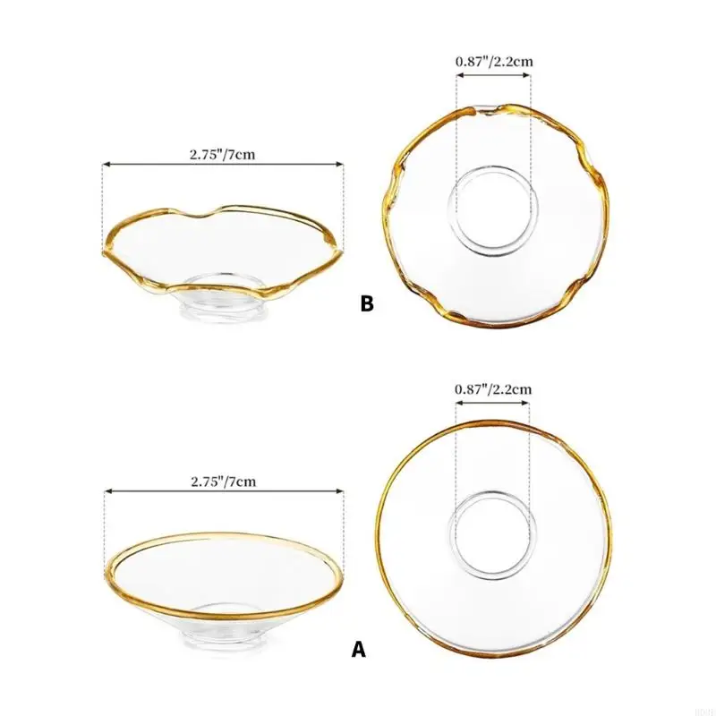 Packung mit 6 eleganten goldbesetzten Glas-Bobeches für Kerzenständer, Kerzenwachs-Fänger, Ringe für Heimdekorationen und Tisch – Detail 6