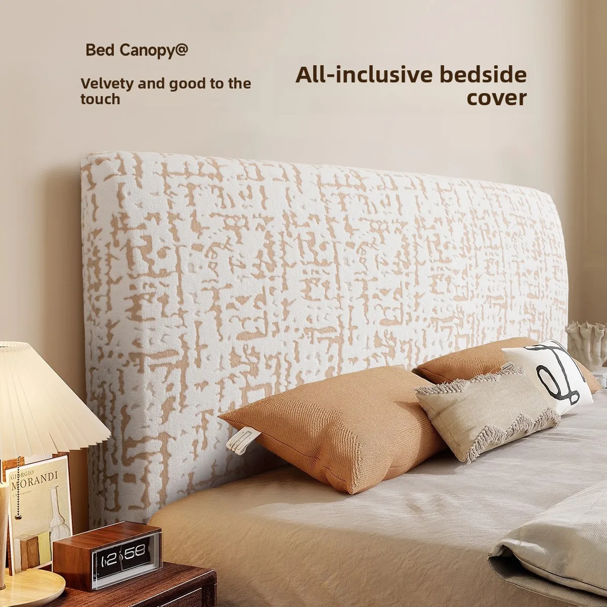 Elastic All-inclusive Bedside Cover, Dust Protective Cover, Universal Thickened Soft Bag Wooden Bed Backrest in All Seasons
