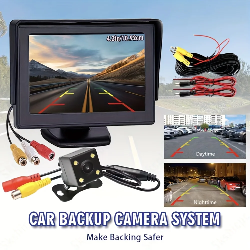 Auto-Rückfahrkamera-System mit 4,3-Zoll-HD-LCD-Display, einfache Installation, universell passend für Pickups, Transporter, Wohnmobile und Camper.
