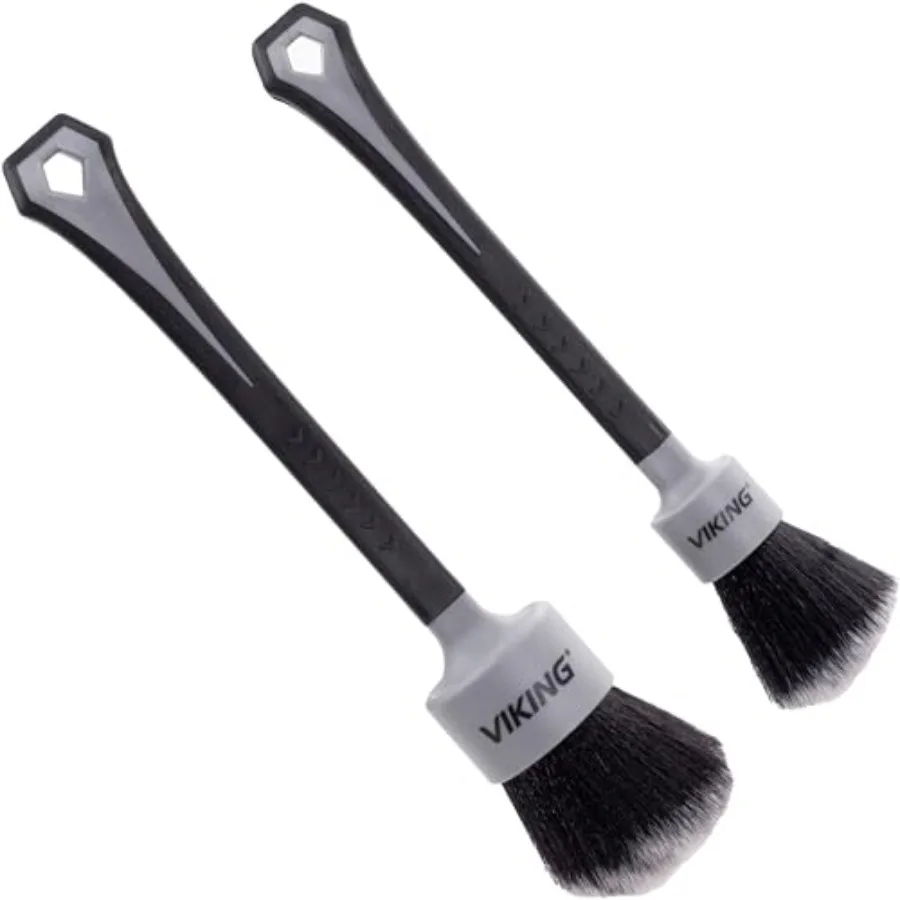 

Car Detailing Brush Set for Car Cleaning Kit, Super-Soft Bristles for Interior Detail, Black/Grey, Includes Medium 1 Inch Diame