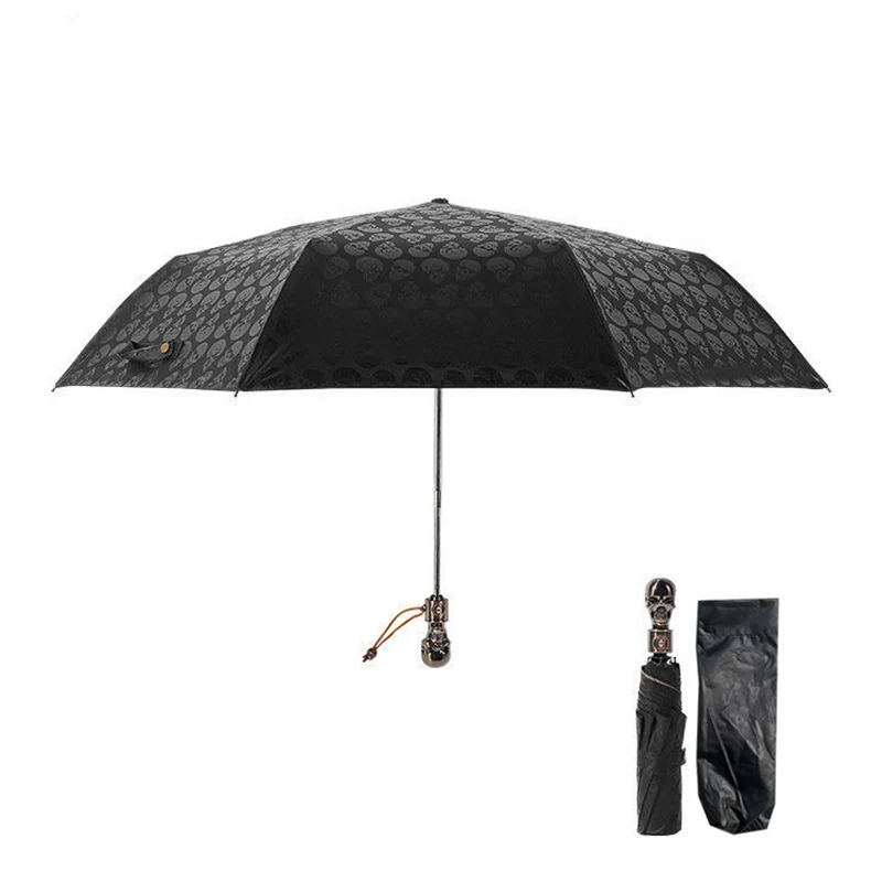 

Portable Devil Skull Automatic Sun Umbrella Wind Resistant Travel Sunscreen Rain-proof Men Female Luxury Business Parasol 3 Fold